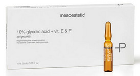 Ампули з гліколевою кислотою з вітамінами Е+F Mesoestetic Ampoules Glycolic Acid 10% + Vit. Е+F, 10 х 2 мл