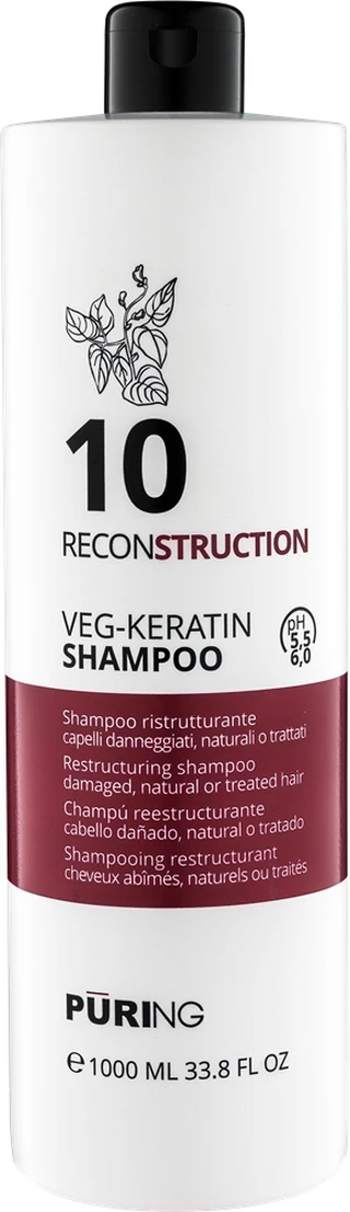 Кератиновий відновлюючий шампунь Puring 10 Reconstruction Veg-Keratin Shampoo, 300 мл