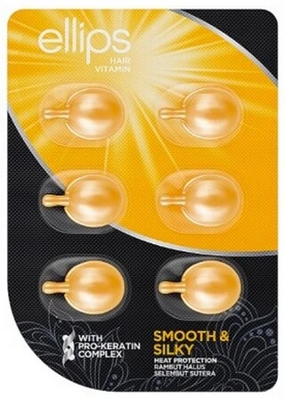 Вітаміни для волосся Бездоганний шовк з Про-Кератиновим Комплексом Ellips Hair Vitamin Smooth &amp; Silky With Pro-Keratin Complex, 6 шт