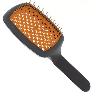 Гребінець для волосся чорний з помаранчевим Janeke Curvy M