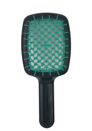 Гребінець для волосся чорний з зеленим Janeke Curvy M