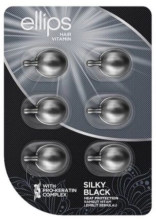 Вітаміни для волосся Шовкова ніч з Про-Кератиновим Комплексом Ellips Hair Vitamin Silky Black With Pro-Keratin Complex, 6 шт